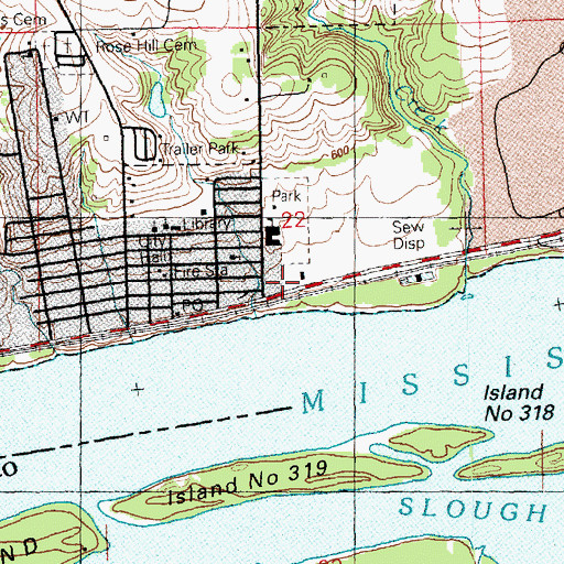 Topographic Map of Buffalo Fire Department, IA