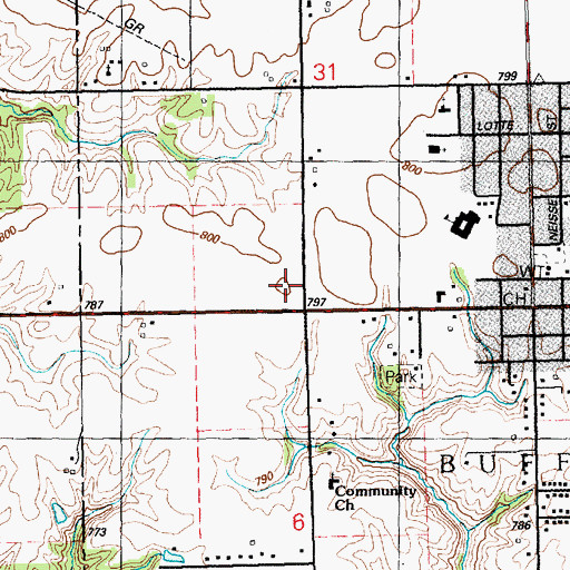 Topographic Map of Blue Grass Police Department, IA