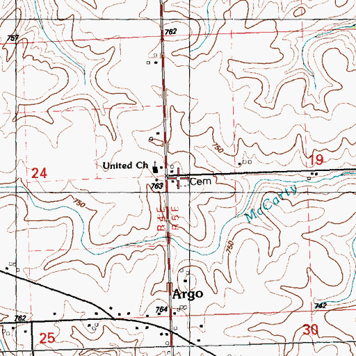 Topographic Map of LeClaire Prairie Cemetery, IA
