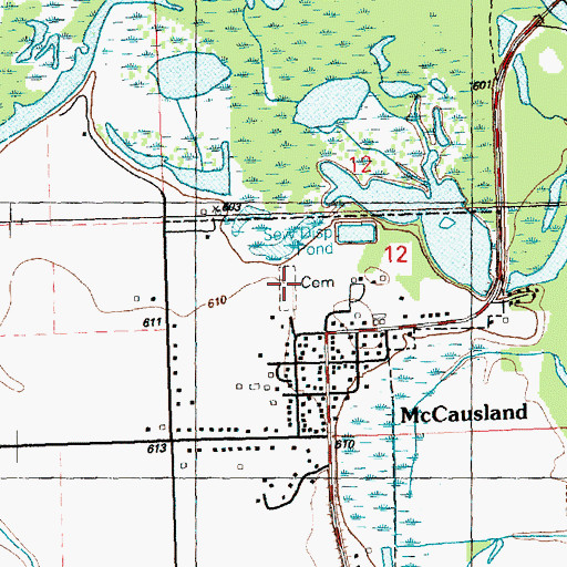 Topographic Map of McCausland Cemetery, IA