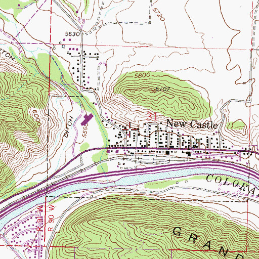 Topographic Map of New Castle, CO
