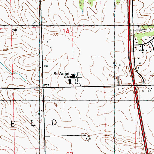 Topographic Map of Saint Anns Catholic Cemetery, IA