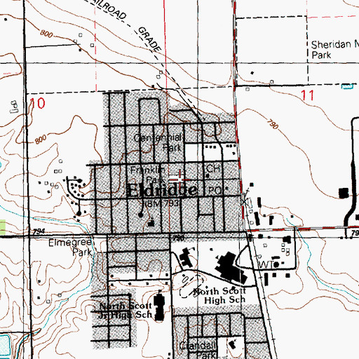 Topographic Map of Eldridge Cemetery, IA