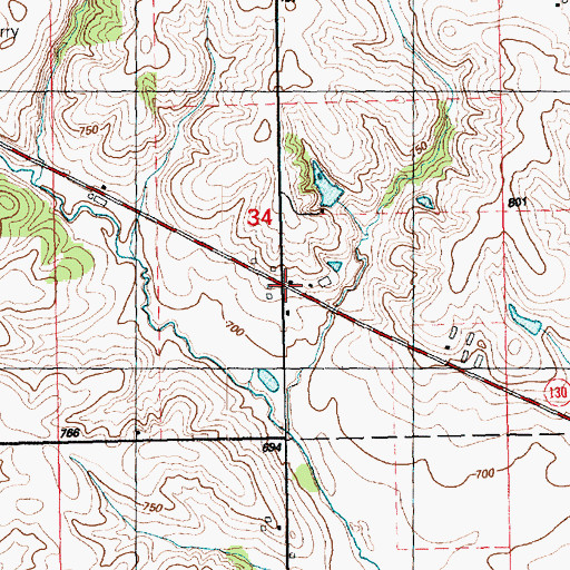 Topographic Map of Kizer Cemetery, IA