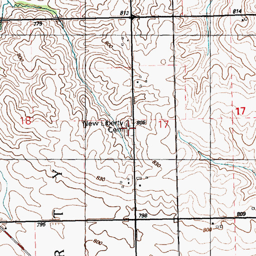 Topographic Map of New Liberty Cemetery, IA