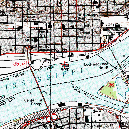 Topographic Map of Riverfront Trail, IA