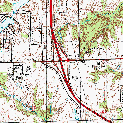 Topographic Map of Interchange 6, IA