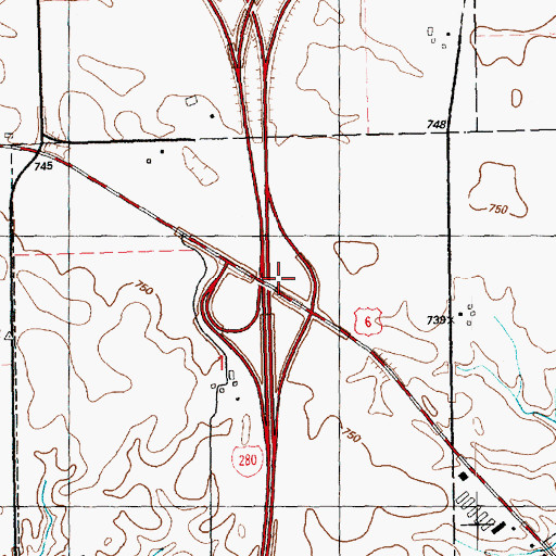 Topographic Map of Interchange 1, IA