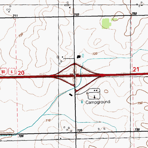 Topographic Map of Interchange 280, IA
