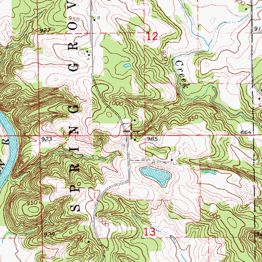 Topographic Map of Spring Grove Post Office (historical), IA