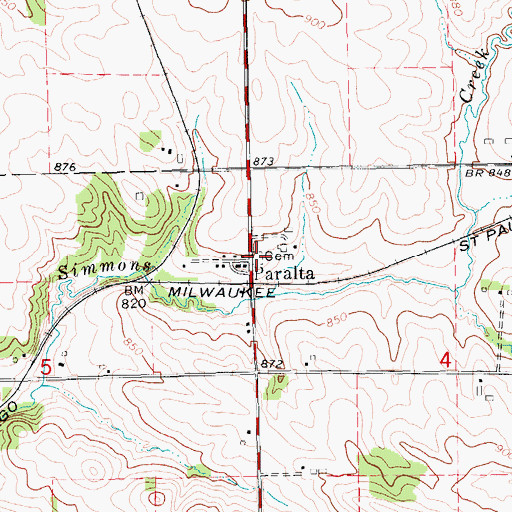 Topographic Map of Paralta (historical), IA