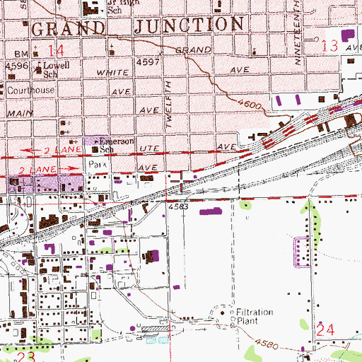 Topographic Map of Grand Junction, CO