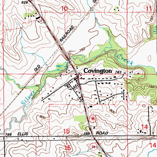 Topographic Map of Covington Post Office (historical), IA