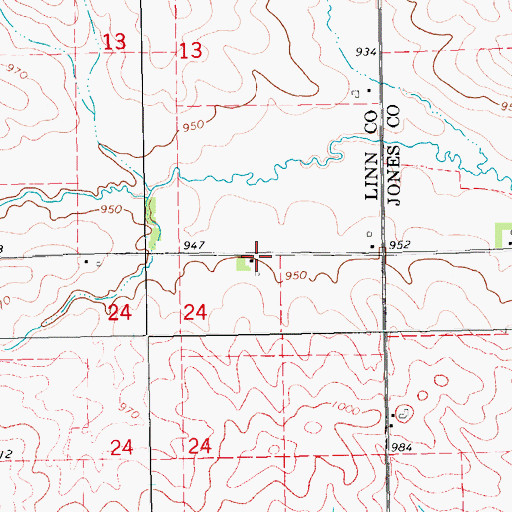 Topographic Map of Boulder Post Office (historical), IA