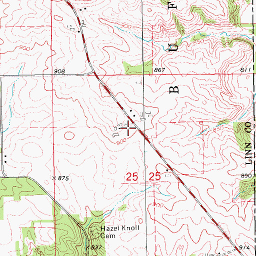Topographic Map of Necot Post Office (historical), IA