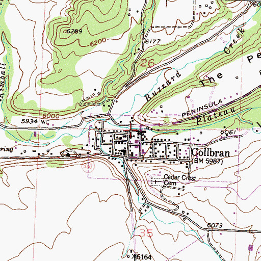 Topographic Map of Collbran, CO