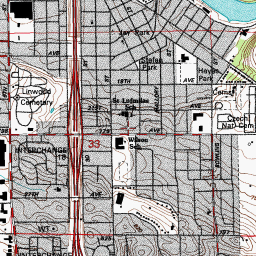 Topographic Map of Saint Ludmilas Church, IA