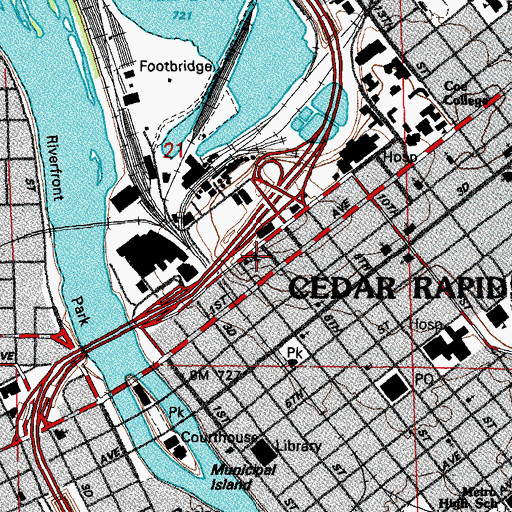 Topographic Map of Grace Episcopal Church, IA