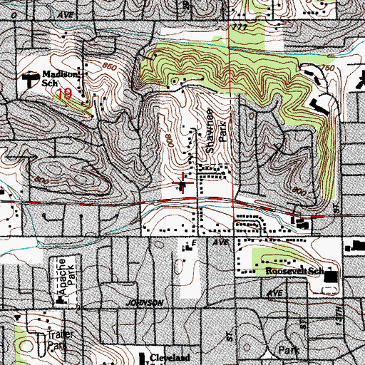 Topographic Map of Immanuel Baptist Church, IA