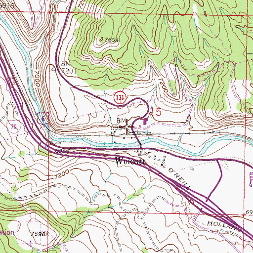 Topographic Map of Wolcott, CO