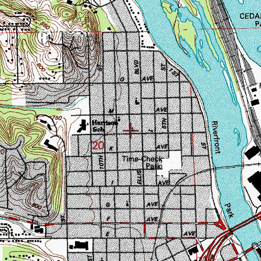 Topographic Map of Ellis Park Church of God, IA