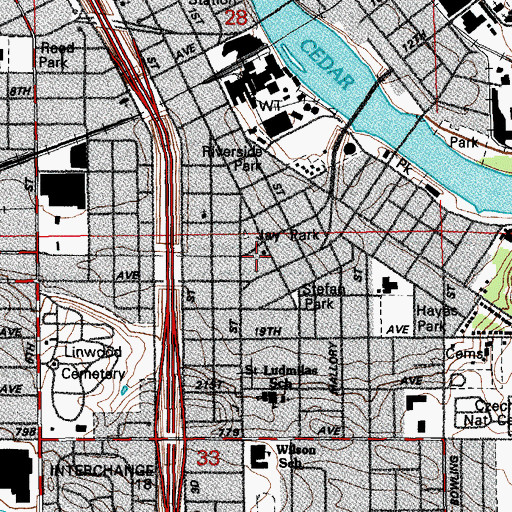 Topographic Map of Redemption Missionary Baptist Church, IA