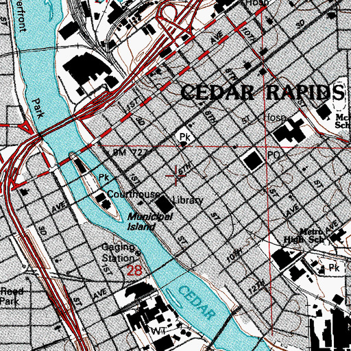 Topographic Map of First Presbyterian Church, IA