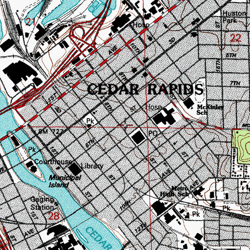 Topographic Map of Bethel Ame Church, IA