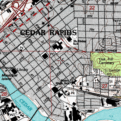 Topographic Map of Southeast Church of Christ, IA