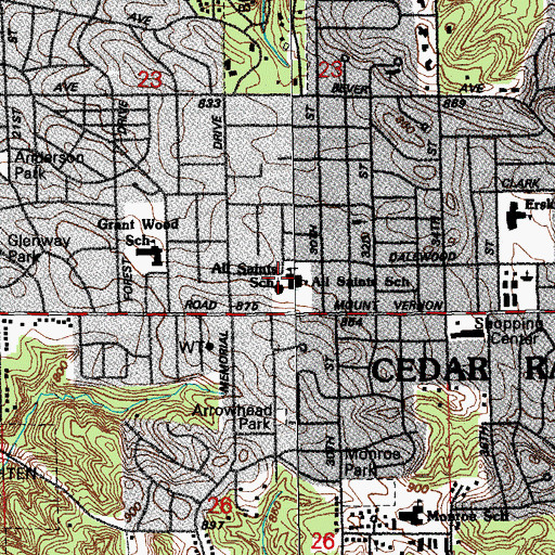 Topographic Map of All Saints Catholic Church, IA