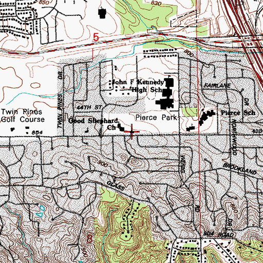 Topographic Map of Oakland Church of the Nazarene, IA