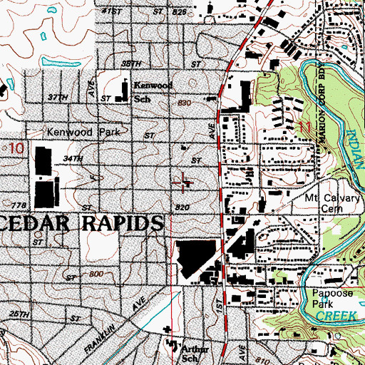 Topographic Map of Kenwood Park Methodist Church, IA