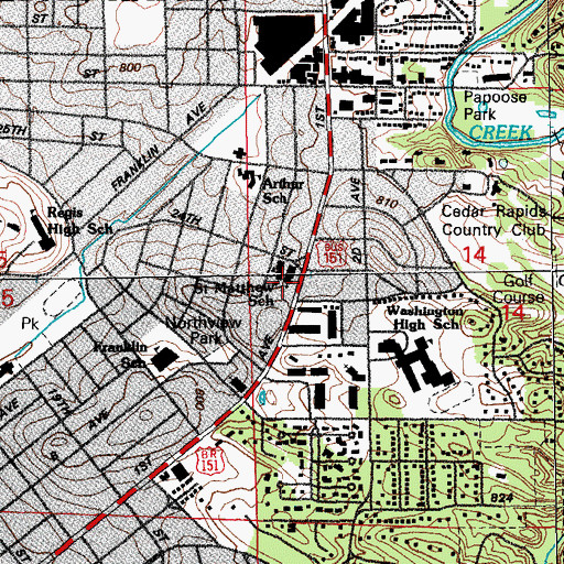 Topographic Map of Saint Matthews Church, IA