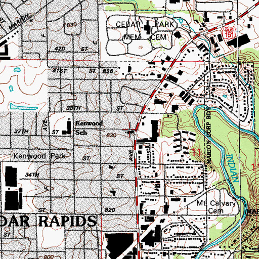 Topographic Map of Our Saviors Lutheran Church, IA