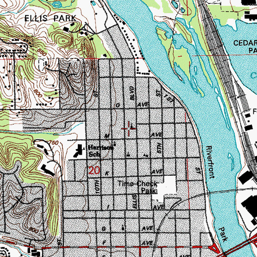 Topographic Map of Saint James United Methodist Church, IA