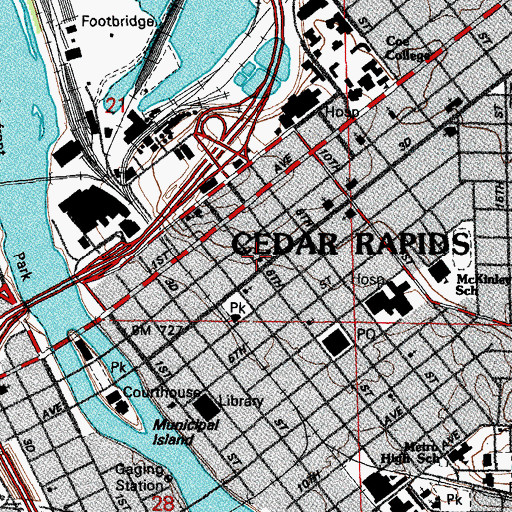 Topographic Map of Peoples Unitarian Church, IA