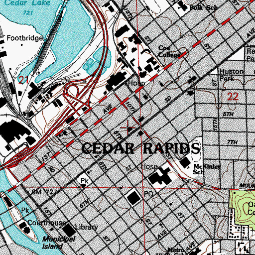 Topographic Map of First Christian Church, IA