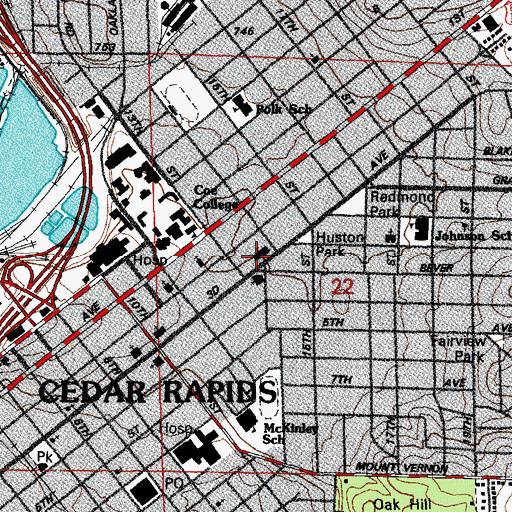 Topographic Map of Saint Pauls United Methodist Church, IA