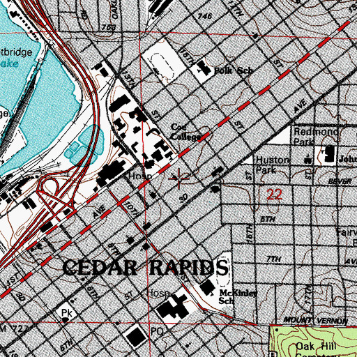 Topographic Map of First Church of Christ Scientist, IA