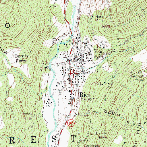 Topographic Map of Rico, CO