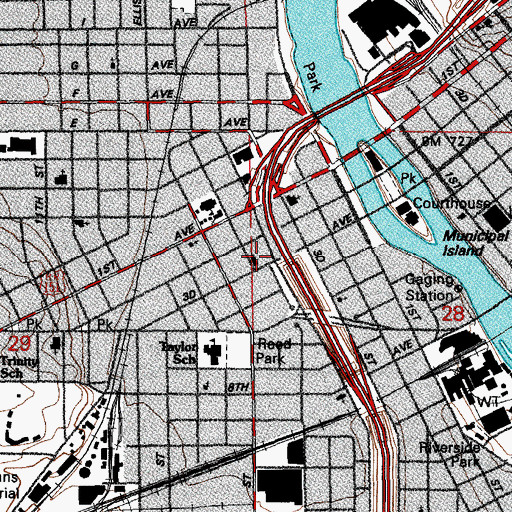 Topographic Map of Trinity United Methodist Church, IA