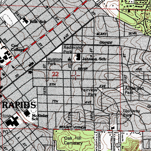 Topographic Map of Iowa Church of God in Christ, IA