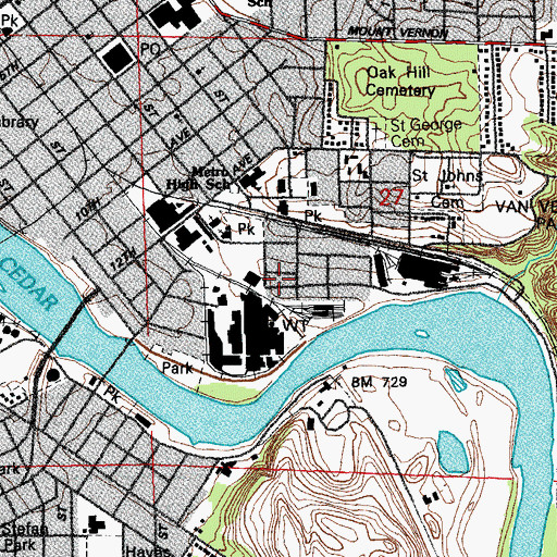 Topographic Map of Saint Wenceslaus Church, IA