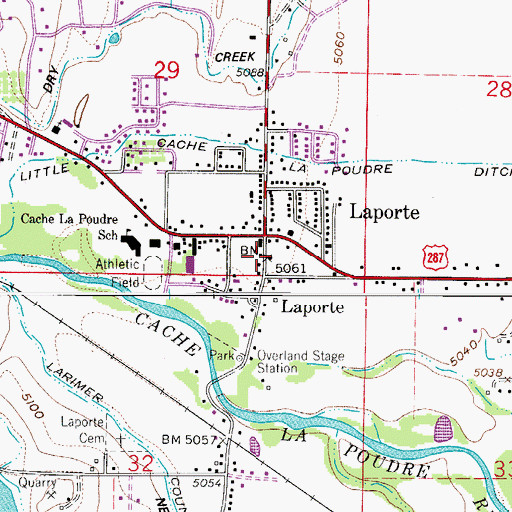 Topographic Map of Laporte, CO