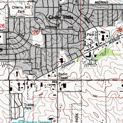 Topographic Map of Calvary Baptist Church, IA