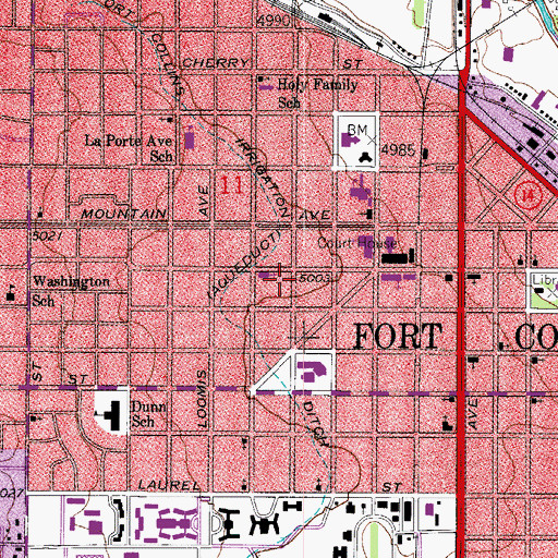 Topographic Map of Fort Collins, CO