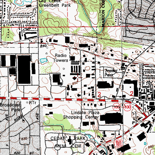 Topographic Map of First Baptist Church, IA