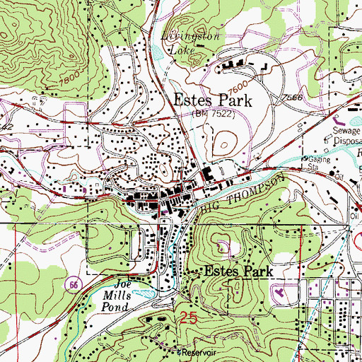 Topographic Map of Estes Park, CO
