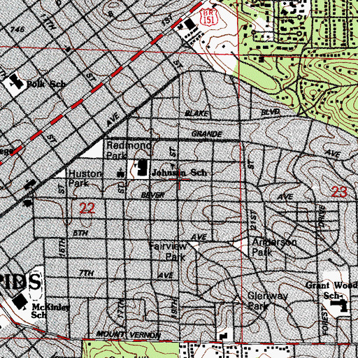 Topographic Map of Cedar Rapids Baptist Church, IA