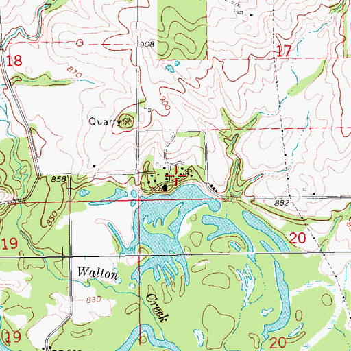 Topographic Map of Valley Farm Post Office (historical), IA